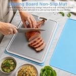 VYLEE Stainless Steel Cutting Board with Non-Slip Silicone Mat, 2-in-1 Double-Sided Chopping Board for Kitchen, Stainless Steel & Food-Grade PP Cutting Board for Meat Fruits Vegetables Bread, 15”×11”