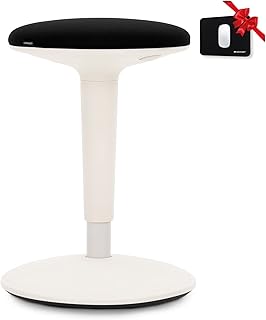 COMIFORT Sgabelli cucina Hanoi con altezza regolabile, girevole a 360°, base curva, seduta imbottita e rivestita in tessuto. Sgabello rotondo multifunzione per casa, lavoro o bar. Colore: bianco-nero