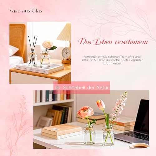 BTSD-home 12 Stück Blumenvase Kleine Vasen für Tischdeko 125ml Glasvase Ideal für Hochzeitsdeko Party Home Deko