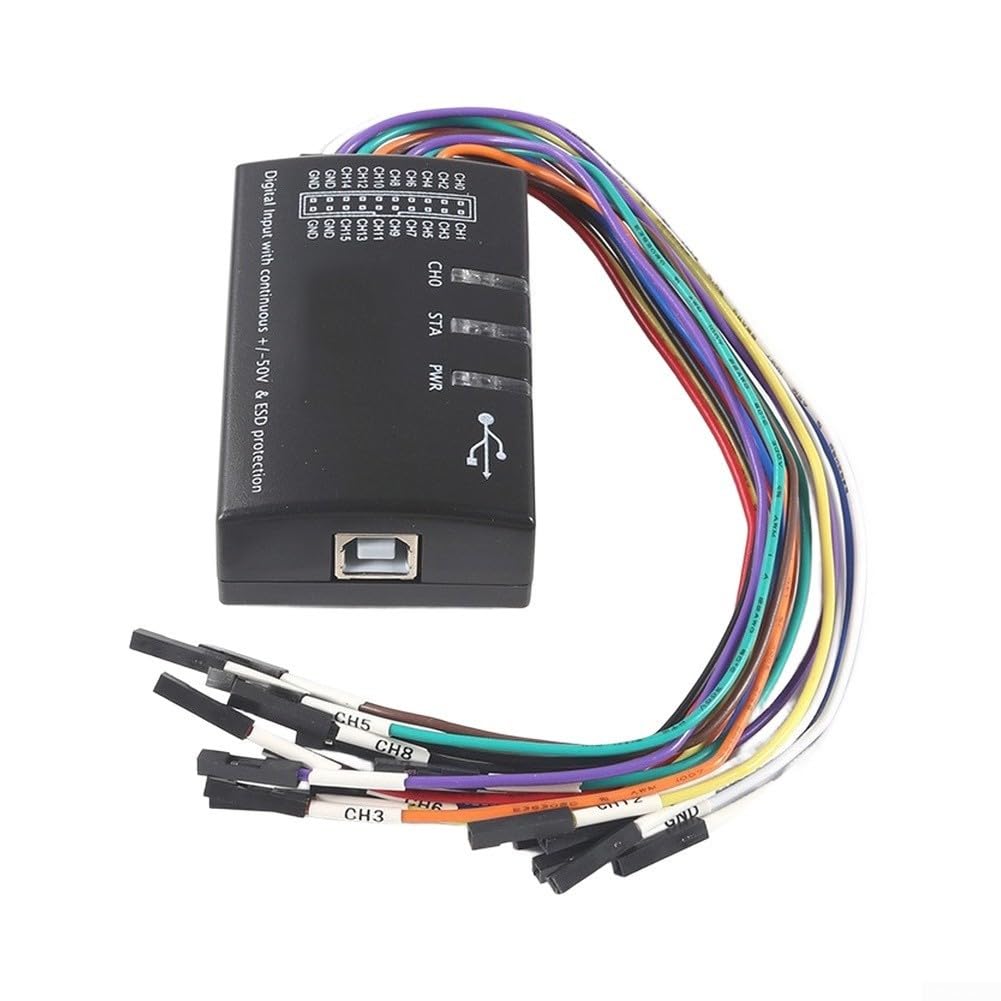 USB Logic Analyzer 16-K USB 2.0 100MHz Erfassung, ±60V geschützt für Signaltests, Blacky Metallgehäuse-Analyzer