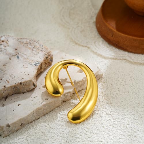 Comma Brooch Pin - Gold Plated Minimalist Lapel Pin for Weddings, Suits, Dresses, Hats - Elegant Unisex Jewellery Accessory for Women Men - Image 3