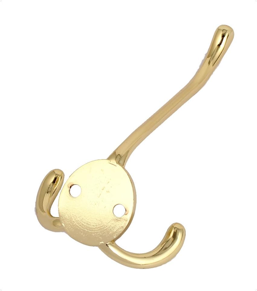 Home Bathroom Nails, Screws & Fasteners Zinc Alloy Triple Prong Coat Towel Hook Wall Hanger Gold Picture Hangers Tone 8pcs