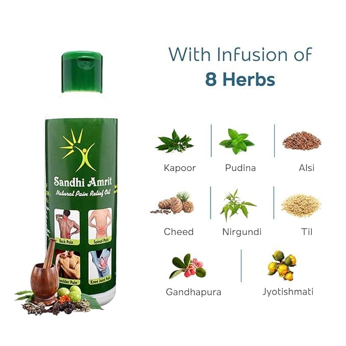 Image of Sandhi Amrit 100% Natural herbal Joint & Muscular Pain Reliever Oil || 600ml || 3 Bottles in a Pack