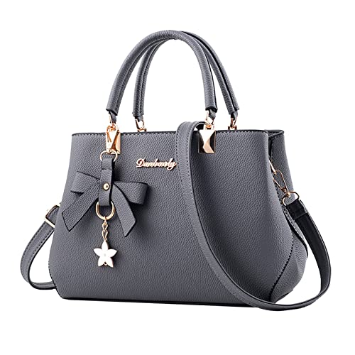 Sac fourre-tout pour femme en cuir gris avec poches