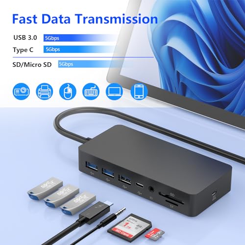 Microsoft Surface Thunderbolt 4 Dock Triple Displays, 11 in 1 Surface Docking Station with 4K HDMI+DP+VGA for Surface Pro 11/10/9/8/X/7+/7, Laptop 7/6/5/4/3, Laptop Studio 2/1, Go 4/3/2/1 - Image 4