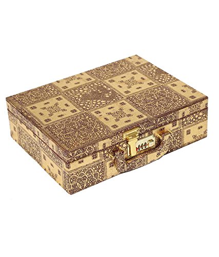Kuber Industries Wooden 3 Rod Bangle Box, Golden (KI0044832)