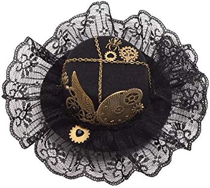 BLESSUME Victorian Steampunk Women Mini Top Hat Hair Clip Party Hat Dancing Cocktail Head Clip