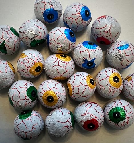 Halloween Chocolate Eyeballs, Foil Wrapped, Assorted Colours, Pack of 50