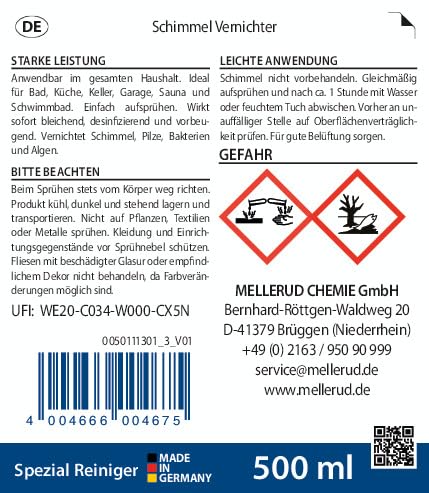 Mellerud Schimmel Vernichter Aktivchlor – Hocheffektives Spray zur Schimmelentfernung auf Fliesen, Fugen, Wänden, Decken u. v. m. – 1 x 0… – Ansicht 6