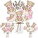 CANDY CHEF 30Pcs Pink Bear Centerpiece Sticks We Can Bearly Wait Baby Shower Decorations Teddy Bear Table Toppers Bear Baby Shower Decorations Bear Centerpieces for Table Girls Baby Shower Supplies