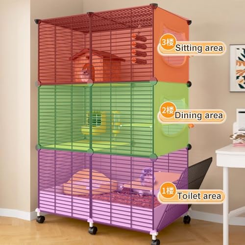 Jaula para animales pequeños para ratas, hurones, chinchillas, cobayas y hámsters grandes, hábitat interior de varios niveles con amplia sala de estar