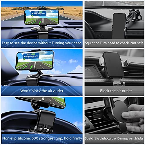 360 Degree Rotation Dashboard Cell Phone Holder For Car Clip Mount Stand Suitable For 4 To 7 Inch Smartphones (Black) #TOP2
