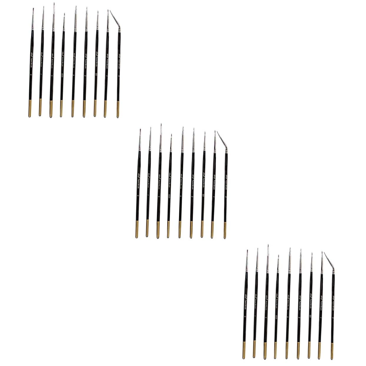 ARTIBETTER 3 Series Pluma De Gancho Arte Pinceles Pluma De Acuarela De Dibujo Bolígrafo Pincel De Pintura En Miniatura Pincel De Pintura De Detalle Lana De Nailon Black 9 Piezas*3