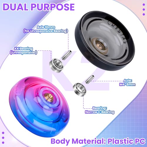 Image of MagicYoyo K2 Crystal 2 Pack, Professional Responsive Yoyo for Kids + 12 Strings + Bearing + Case (Gradient + Black) | Dual Purpose Yo yo with Unresponsive Bearing for Advanced +12 Yo-yo Strings+2 Holes Case(Gradient+Black)