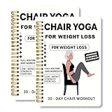 30-Day Chair Yoga For Weight Loss Spiral Notebook,Chair Yoga Chart,Free Chair Yoga Chart,Routines, And Progress Tracking, Daily Exercise Routines For Beginners, Seniors (2 Pcs)