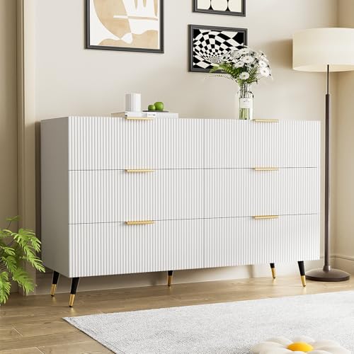 Aparador elegante con diseño moderno, cómoda con cajones y mucho espacio de almacenamiento (blanco)