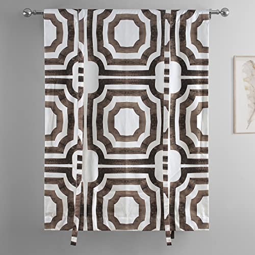 Image of HPD Half Price Drapes Room Darkening Tie Up Curtains 46 X 63 Inch Mecca Printed Cotton Window Roll Up Balloon Curtain for Living Room, Kitchen PRTW-TUD23-63 (1 Panel), Mecca Brown