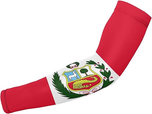 Miniatura 2 de ZGXJJPP Mangas de brazo con bandera de Perú para hombres o mujeres, de compresión de seda de hielo, protección solar UV, mangas de brazo, protección