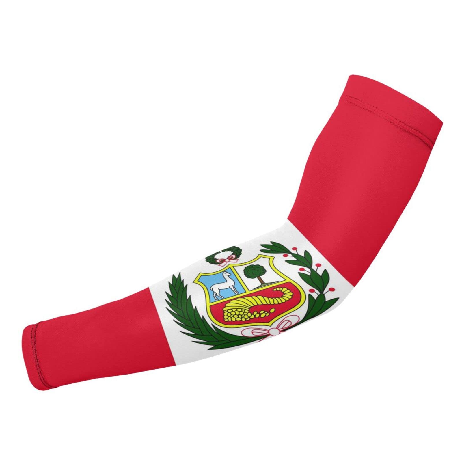 ZGXJJPP Peru Flag Arm Sleeves for Men or Women Compression Cooling Ice Silk UV Sun Protection Arm Sleeves Sports Protection Tattoo Cover Sleeves