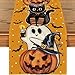 BSITSSS Runner da Tavola Halloween 33 x 183 cm, Runner da Tavolo Gatto Nero Zucca Fantasmi, Halloween Decorazioni per La Tavola Cucina Vacanze Interni Esterni Soggiorno immagine