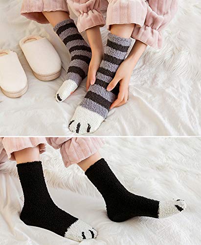 Loritta 6 Pairs Womens Fuzzy Christmas Socks Winter Cozy Soft Fluffy Cute Animal Warm Slipper Socks Gifts,6 Pairs Animal G #TOP5