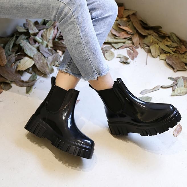 Bottines Chelsea Pour Femme Avec Talon Bloc Et Nœud - Bottes D'hiver Courtes, Décontractées, Imperméables, Pour Extérieur Et Quotidien