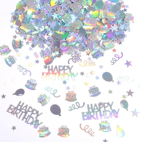 Birthday Confetti for Table, Glitter Happy Birthday Confetti Metallic Colorful Party Confettis for DIY Crafts Festive Table Anniversary Party Decorations