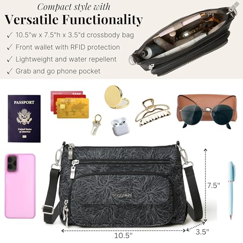 Image of Baggallini Original Everyday 11x7.5 Crossbody Bags Rfid Protected Lightweight Nylon Zippered Travel Purse