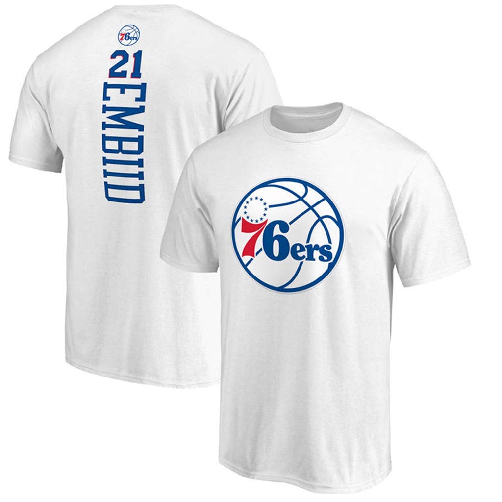 DiseryPhiladelphia 76Ers #21 Joel Embiid Men's Basketball Jersey Casual Top Sports T-Shirt Quick-Drying Training Workout Clothes Short Sleeve Sweatshirt,L