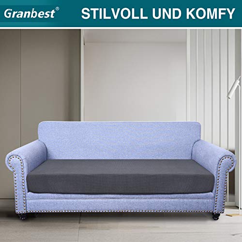 Granbest Premium Wasserdicht Sofa Sitzkissenbezug, High Stretch Jacquard Sitzkissenschutz Sofasitzbezug für Couch (3 Sitzer, Grau)
