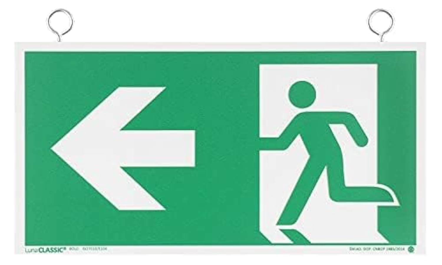 Seco Cartello Fotoluminescente "Push Bar To Open" (Spingere Per Aprire) - 450x75 Mm - Adesivo In Vinile Verde/Bianco Per Uffici E Locali Commerciali - 2