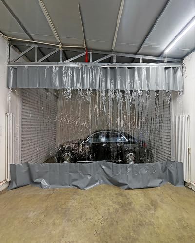 Rideau de séparation industriel transparent en vinyle avec rail de fixation pour garage 3,5x1,8m