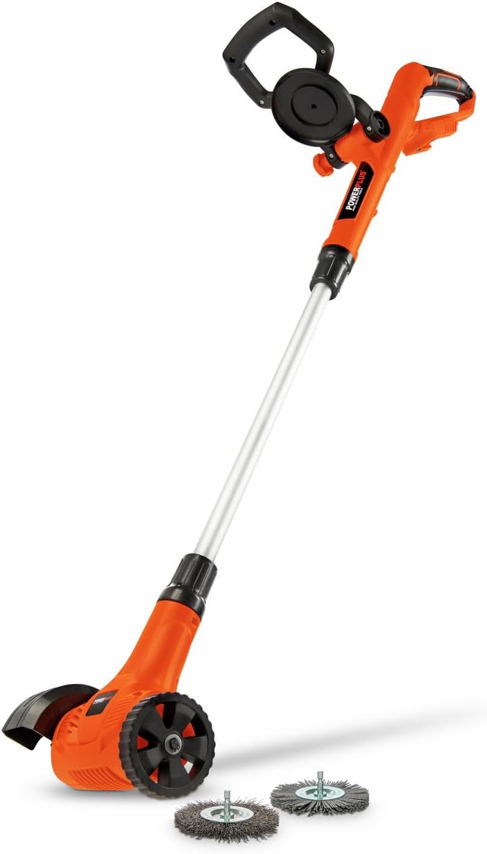 Powerplus Dual Power POWDPG8060-20V Cordless Telescopic Weed Cutter No Battery and Charger with Nylon and Steel Brush Garden Weed Killing Tools