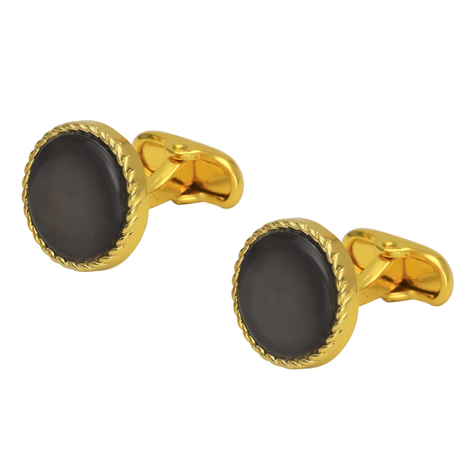peora Gold Plated Black Round Cufflinks Classic Formal Accessories Jewellery for Men-picture-37