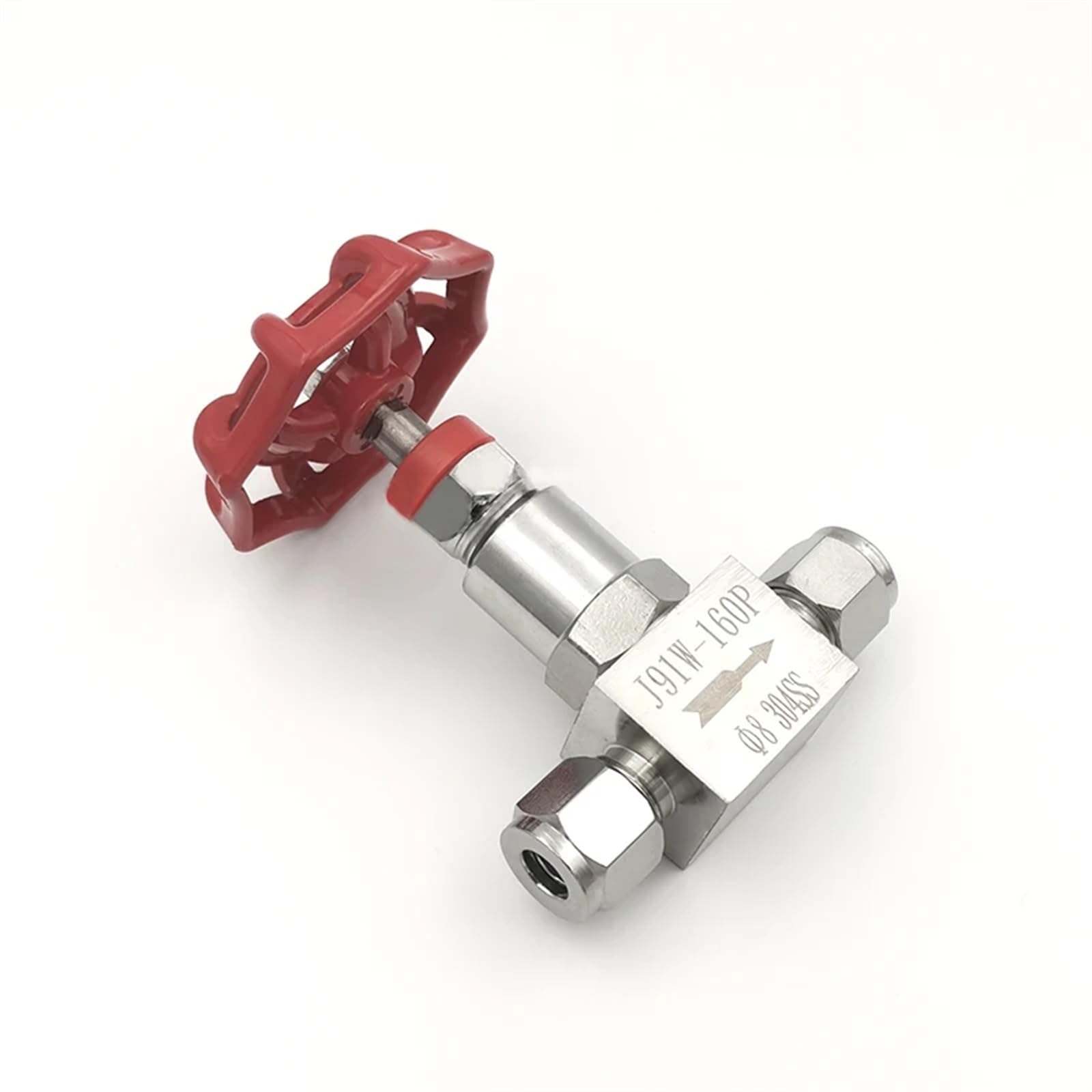 Válvula de aguja de virola J91W-160P de acero 304 y paso recto de 10mm, 1 ud.