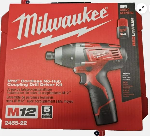Milwaukee 2455-22 M12 12-Volt Cordless No-Hub Coupling Driver Kit
