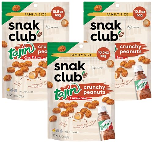 Snak Club Tajin Crunchy Peanuts, Nuts with Chili and Lime