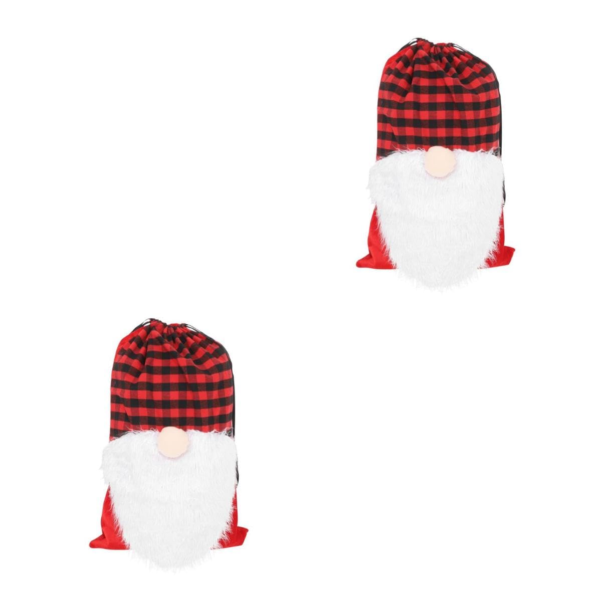 Amosfun 2 Pièces de Noël sachets bonbons noel sachet confiserie noel de de gnome grand pochette réutilisable de noël en tissu rouge