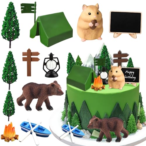 13PCS Camping Cake Decorations Camping Cake Topper for Birthday Party Supplies