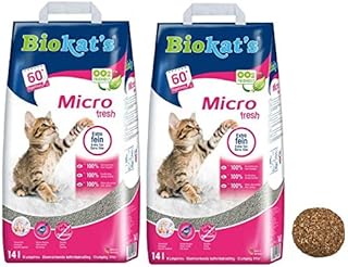Biokat Micro Fresh Cat Litter 28L Summer Scented Antibacterial Disposable And Hypoallergenic Hygiene Pure Fibres Particles With Smell Control Formula Combined With 4.5cm Natural Catnip Ball