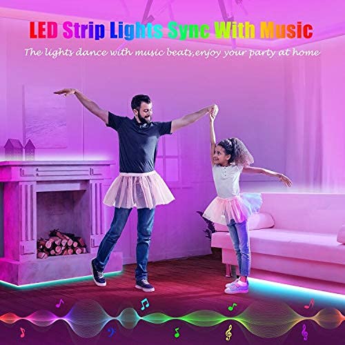 Keepsmile 50Ft Led Strip Lights Smart Sync Music Led Lights For Bedroom Home Decoration, App Control #TOP6
