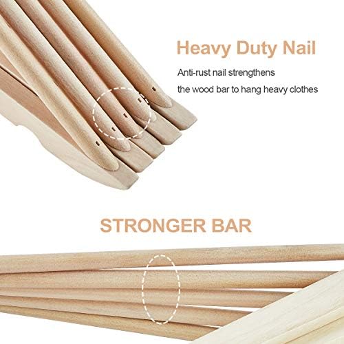 Home Love Clothes Hangers, 20 Pack Wooden Coat Hangers with Pants Bar Smooth Finish Solid Wooden Hangers (Natural, 20)