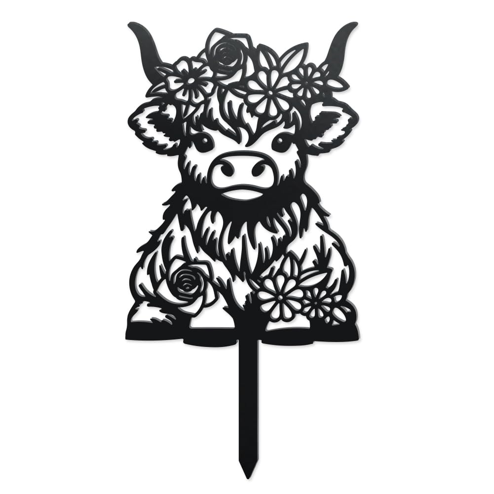 WADORN Highland Cow Silhouette Garden Stakes Decor