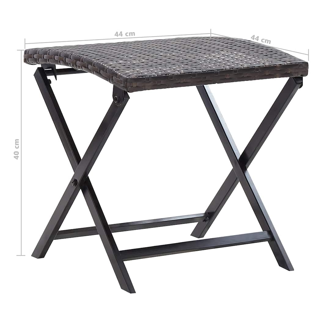 Taboret składany Poly Rattan brązowy