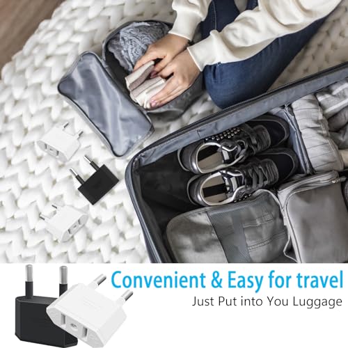 Tixlux 2 Pièces Adaptateur Prise USA, US vers France Adapter, fiche d'adaptation USA Deutschland Stecker, fiche de Voyage US vers EU, Adaptateur US vers EU, Adaptateur USA Prise, Adaptateur EU Prise – vue 6
