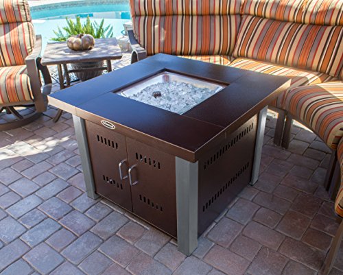 Hiland Gs-F-Pcss 40,000 Bt Propane Fire Pit, Large, Two Toned Hammered Bronze #TOP1