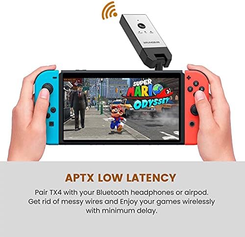 3.5mm Bluetooth Transmitter aptX Low Latency - MaedHawk Wireless Bluetooth Aux Adapter with 180° Rotatable Audio Jack for TV PC Switch PSP PS5 XBOX MP4 etc. Pair with BT Headphones Speakers