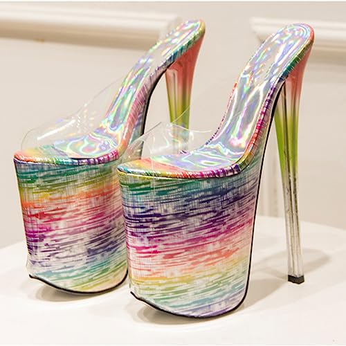 POOSR 22CM High Heels, Woman Shallow Slipper, Wedding Party Nightclub Dancing Shoes, Open Toe High Heeled Sandals2