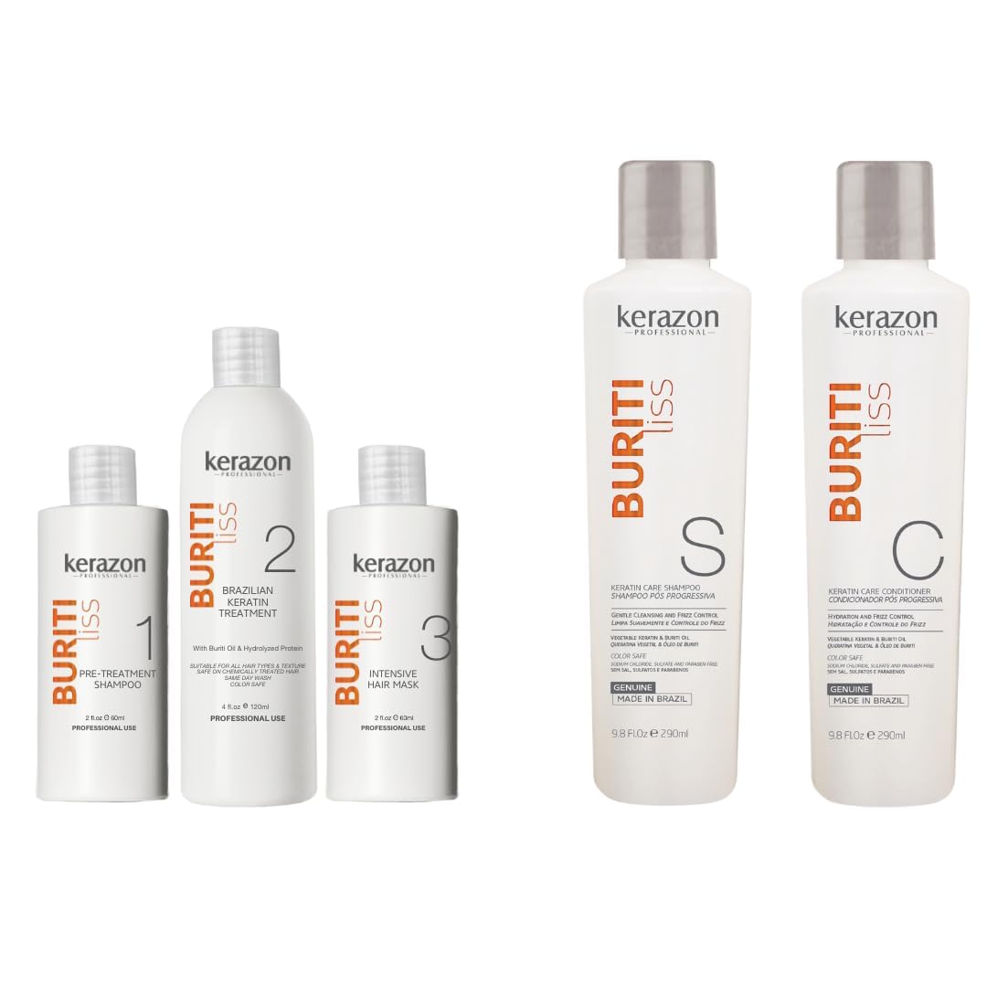 Clarifying Shampoo with Brazilian Keratin Treatment and Intensive Hair Mask KIT + Sulfate Free and Sodium Free Shampoo & Conditioner KIT