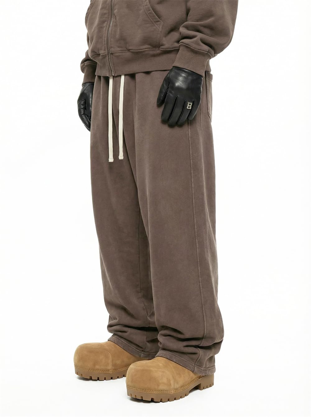Pantaloni della tuta casual in pile per gli uomini pantaloni vintage lavati con acido vestiti con coulisse pantaloni larghi atletici